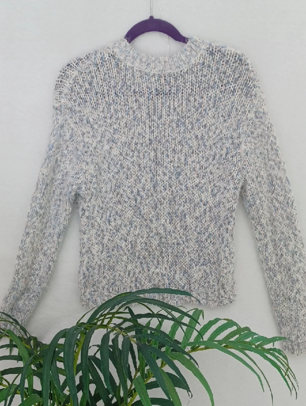 H&M DIVIDED Marled Scoop Neck Sweater in White, Pink and Light Blue Pastel Knit